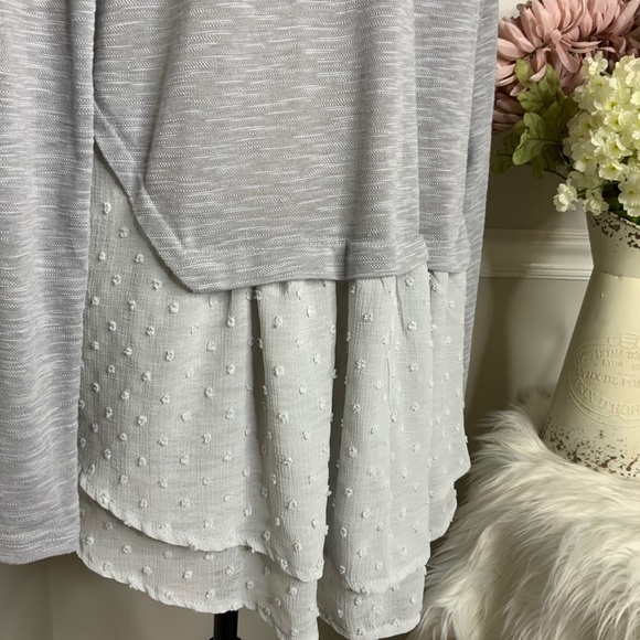 DOE & RAE Grey Long Sleeve Ruffle Layered Cardigan - Picture 5 of 8